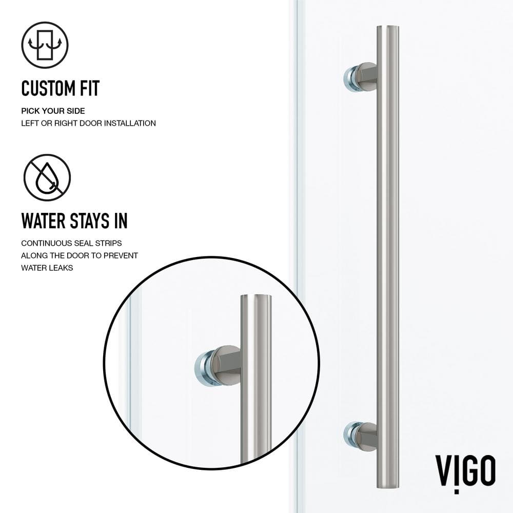 Elan 56-60" Frameless Sliding Shower Door with Stainless Steel Finish