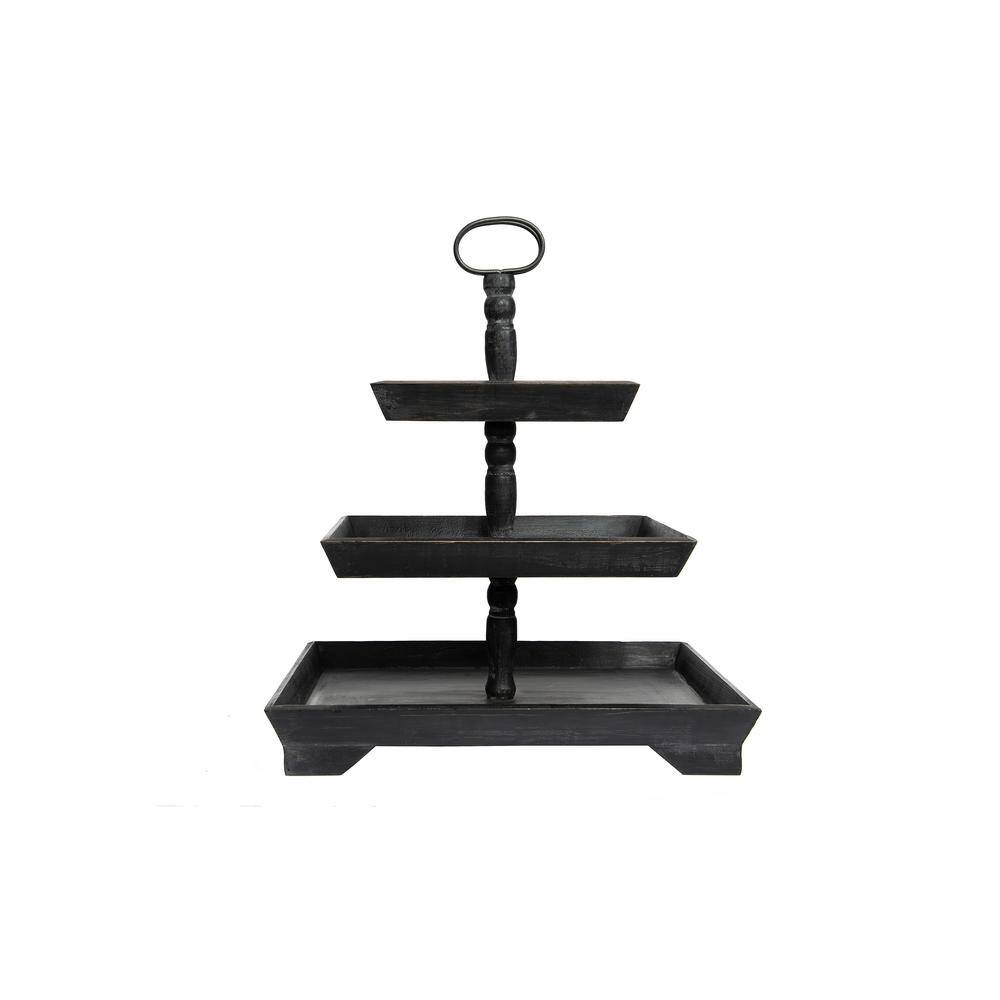 UPC 191009291503 product image for 3R Studios Black Wood Three Tier Decorative Tray | upcitemdb.com