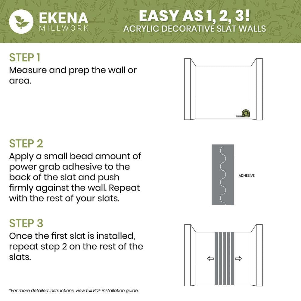 Dark Grey Acrylic Decorative Wall Panel Kit with Adjustable Slats