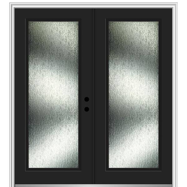 MMI Door Rain Glass 72 in. x 80 in. Left-Hand Inswing Full Lite Painted Black Prehung Front Door on 6-9/16 in. Frame
