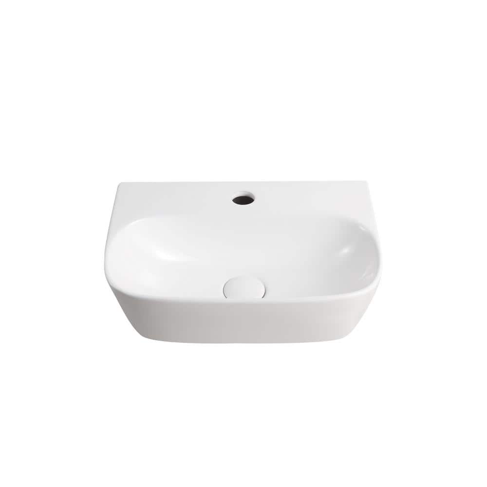 Elanti 11.625'' White Ceramic Rectangular Wall-Mount Bathroom Sink