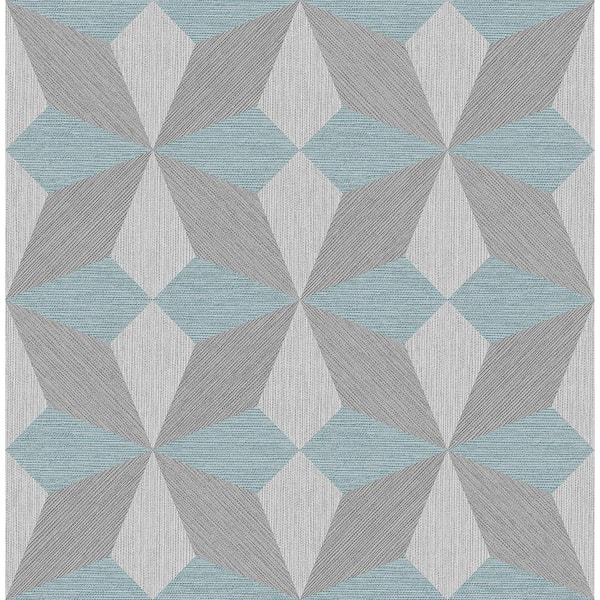 A-Street Prints Valiant Aqua Faux Grasscloth Geometric Paper Strippable Wallpaper (Covers 56.4 sq. ft.)