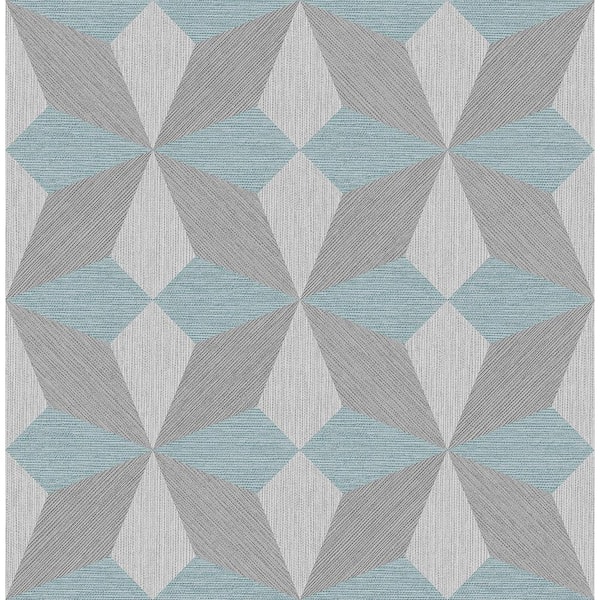 A-Street Prints Valiant Aqua Faux Grasscloth Geometric Aqua Wallpaper ...