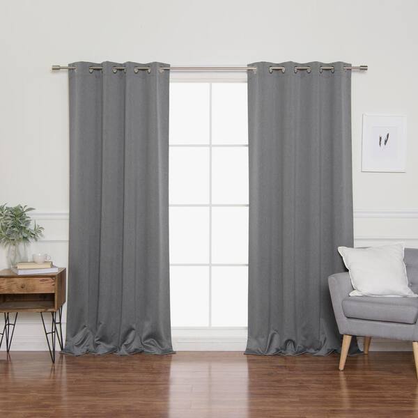 Best Home Fashion Grey Grommet Blackout Curtain - 52 in. W x 108 in. L (Set of 2)