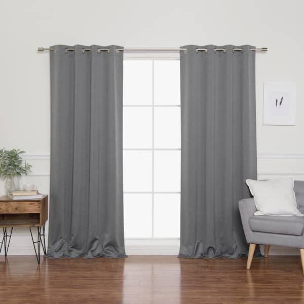 Best Home Fashion Grey Grommet Blackout Curtain - 52 in. W x 84 in. L (Set of 2)