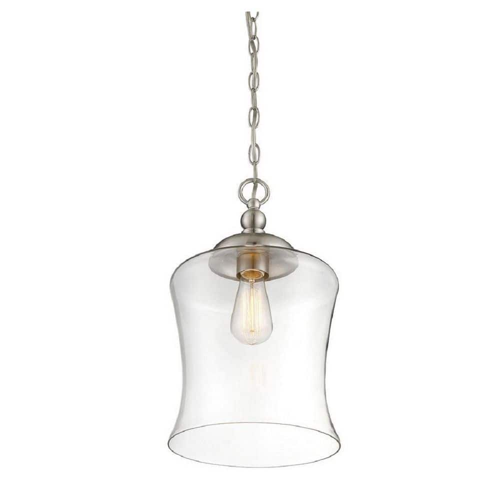 Brushed Nickel Mini Pendant with Clear Glass Shade