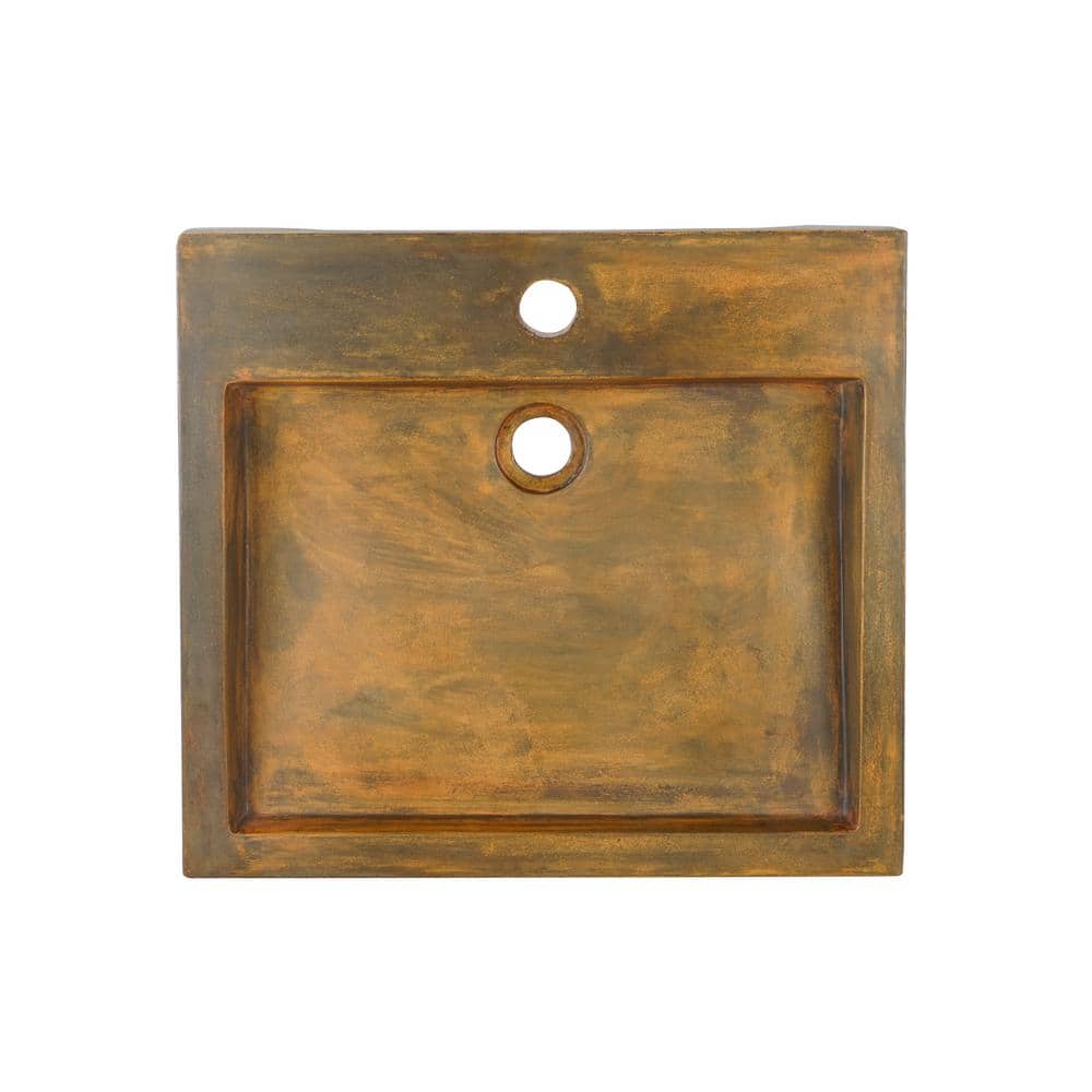 Vintage Brown Rectangular Concrete Vessel Sink