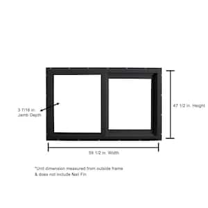 59.5 in. x 47.5 in. Select Series Vinyl Horizontal Sliding Left Hand Black Window with White Int, HP2+ Glass and Screen