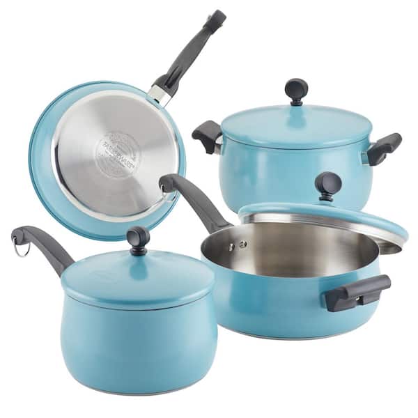 Farberware 10-Piece Aqua 120 Limited Edition Stainless Steel Cookware Set  70018 - The Home Depot