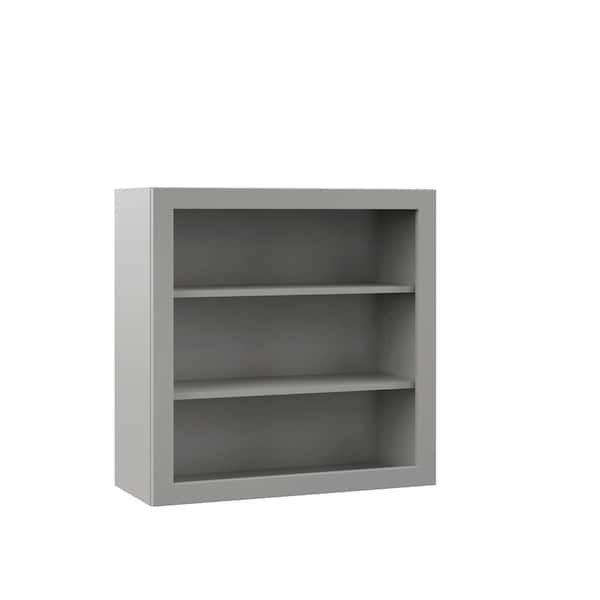 Hampton Bay Designer Series Melvern Assembled 30x30x12 in. Wall Open Shelf Kitchen Cabinet in Heron Gray