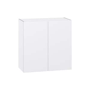 Fairhope Bright White Slab Assembled Wall Kitchen Cabinet with Full Height Door (30 in. W x 30 in. H x 14 in. D)
