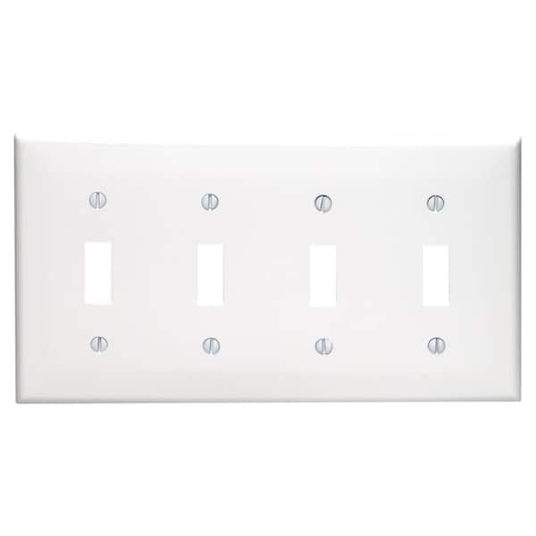 Leviton White 4-Gang Toggle Wall Plate (1-Pack)