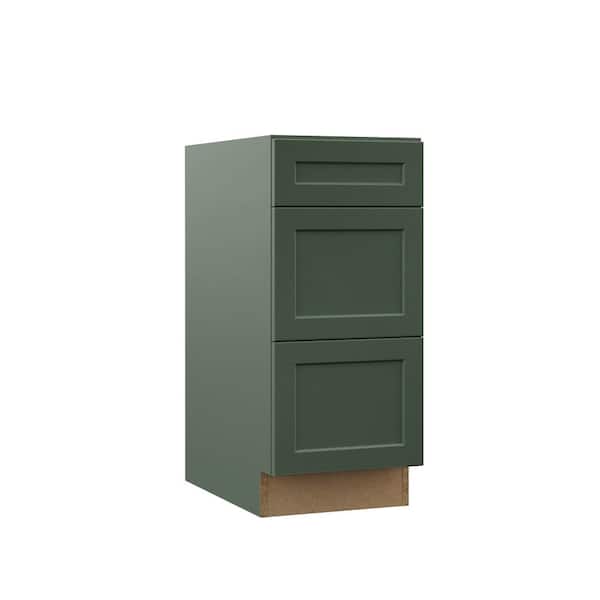 Hampton Bay Designer Series Melvern 15 in. W 21 in. D 34.5 in. H Assembled Shaker Drawer Base Bath Kitchen Cabinet in Forest
