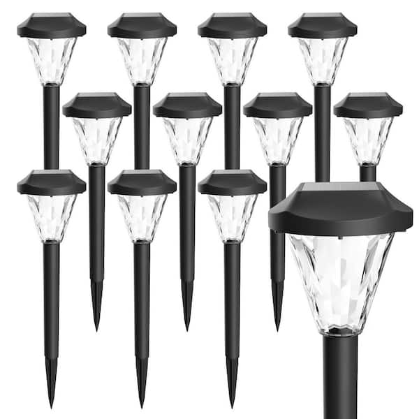 Warm White LED Solar Powered Weather Resistant Path Lights (12-Pack)
