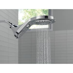 HydroRain Two-in-One 5-Spray 7.9 in. Double Wall Mount Fixed Shower Head in Chrome