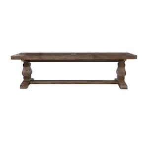 Brown Plank Top Wooden Bench with Pedestal Base (16 in. L x 66 in. W x 18 in. H)