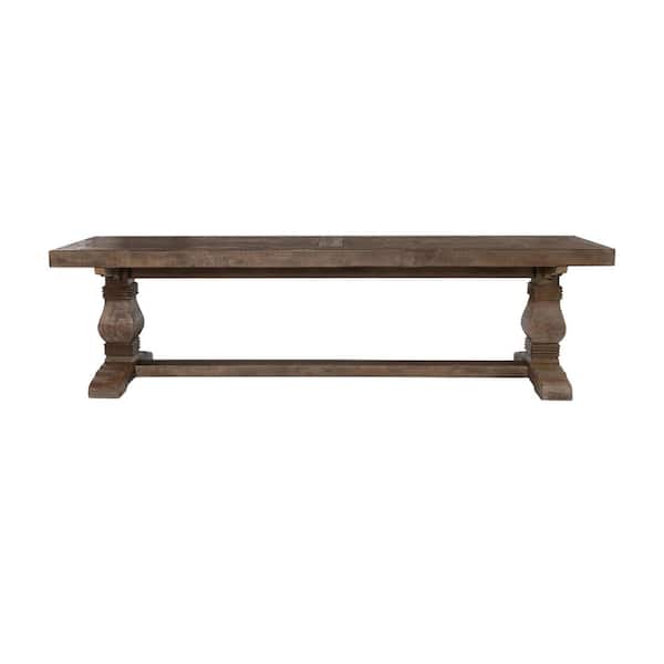 Benjara Brown Plank Top Wooden Bench with Pedestal Base (16 in. L x 66 in. W x 18 in. H)