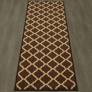 Ottohome Collection Non-Slip Rubberback Trellis Design 2x5 Indoor Runner Rug, 1 ft. 8 in. x 4 ft. 11 in., Dark Brown