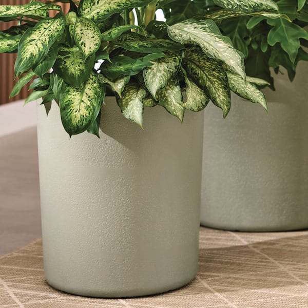 Vigoro 13 in. and 16 in. Clovis Gray Resin Planters - Nested