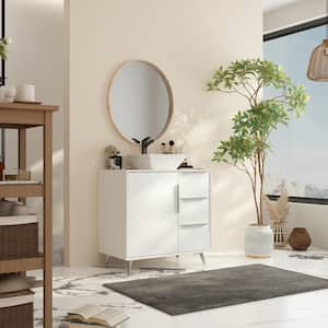 30 in. W x 18.1 in. D x 29.4 in. H Bath Vanity in White with White Marble Top and 3-Drawers