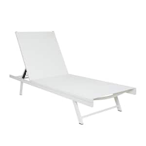 Salton White Metal Adjustable Outdoor Chaise Lounge