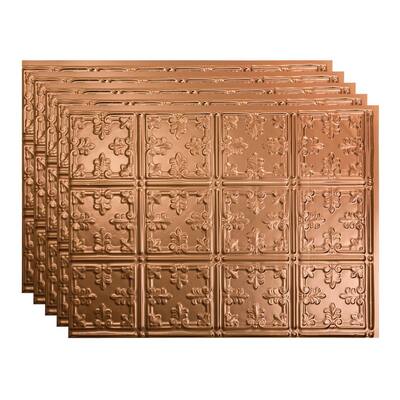 Traditional 10 18 in. x 24 in. Polished Copper Vinyl Decorative Wall Tile Backsplash 15 sq. ft. Kit