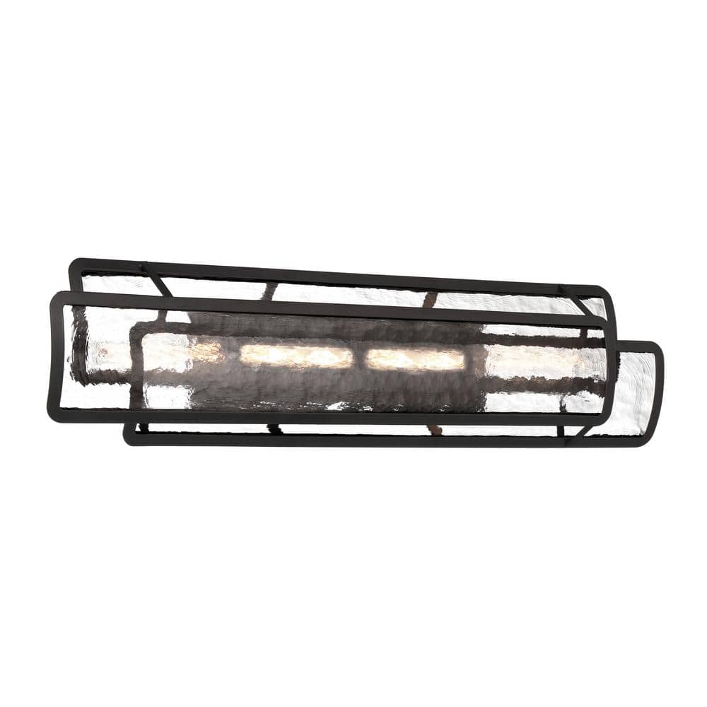 Bella Collina 36 in. 4-Light Black Vanity Light with Clear Rock-Pressed Glass Shades price history on PriceWatchPro