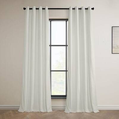 Pillow White Velvet Grommet Blackout Curtain - 50 in. W x 96 in. L (1 Panel)