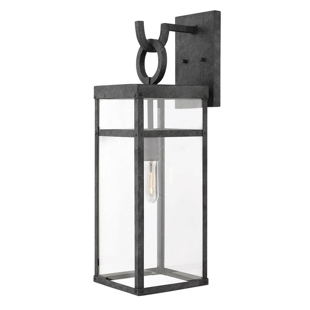 Aged Zinc 25" Tall Clear Glass Single Light Outdoor Wall Sconce