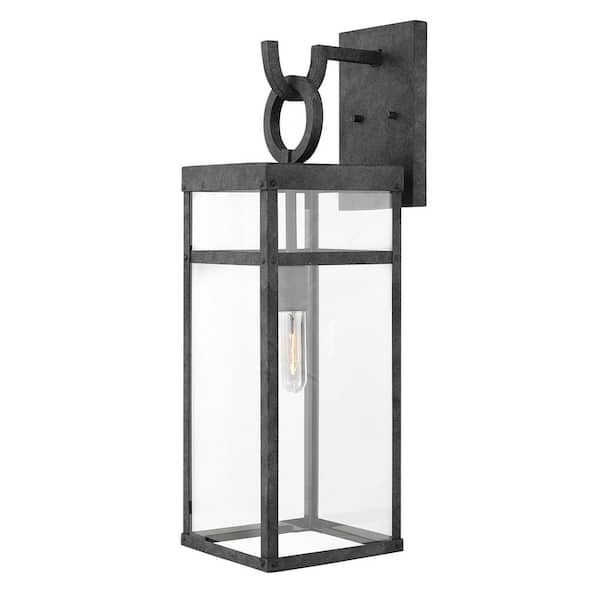 HINKLEY Hinkley Porter Large Outdoor Wall Mount Lantern, Aged Zinc