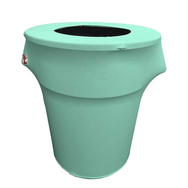 LA Linen Round Mint Stretch for 55 Gal. Trash Can Cover