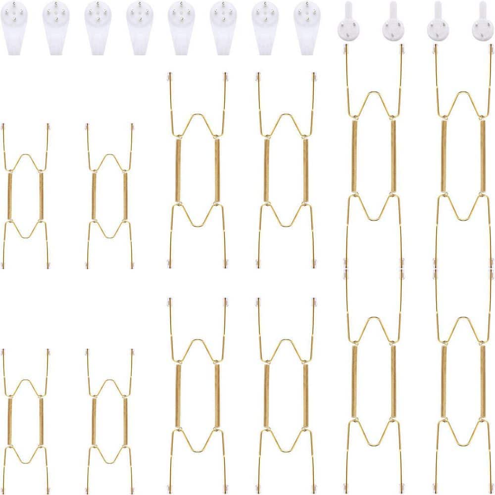 Gold Stainless Steel Invisible Plate Hangers Heavy Duty Display Holders wit
