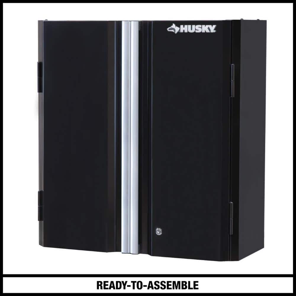 Husky Ready-to-Assemble 24-Gauge Steel Wall Mounted Garage Cabinet in Black (28 in. W x 29.7 in. H x 12 in. D) G2802W-US - The Home Depot
