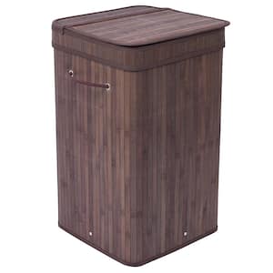 Espresso Bamboo Square Laundry Hamper with Lid and Cloth Liner