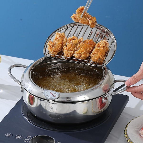 4.6 qt. Stainless Steel Stock Pot in Silver with Temperature