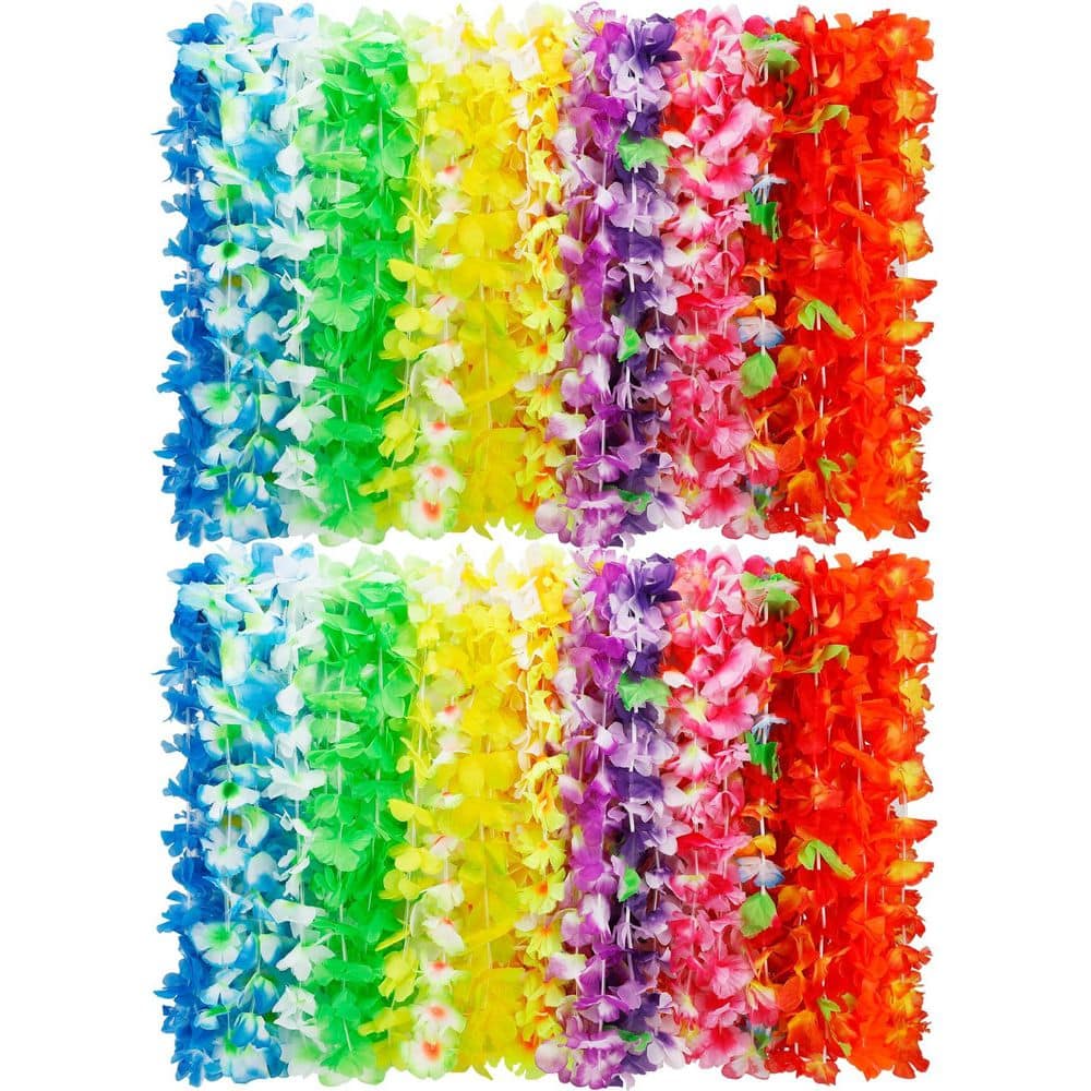 WILLBOND 6er-Pack Bunte Papier- & Kunststoff-Blumengirlanden – 3m Lange Hawaii-Deko Für Luau, Tropenparty & Sommerfeste Tropische Blumengirlande