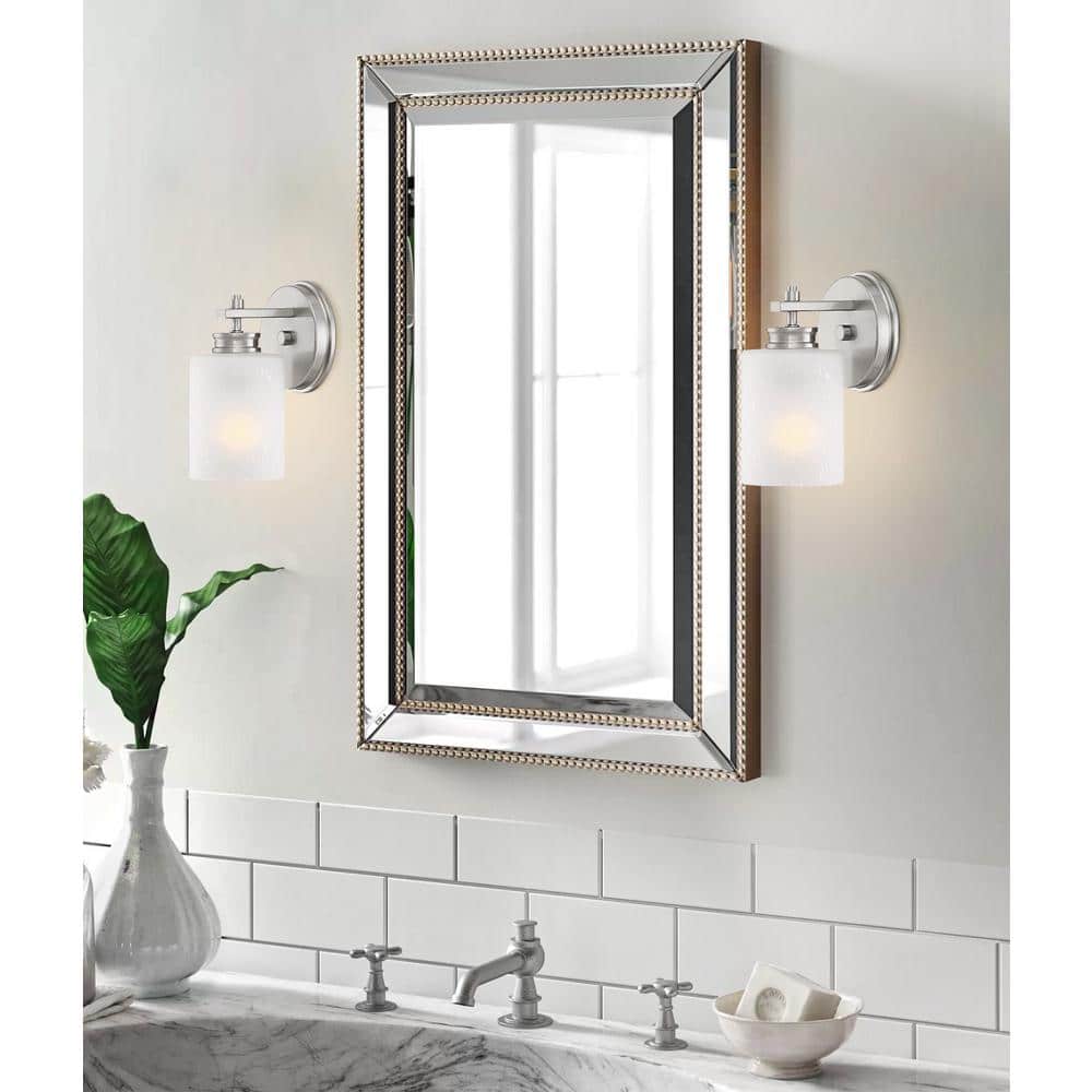 Phoebe 8" Chrome Cylinder Wall Sconce with Frosted Glass