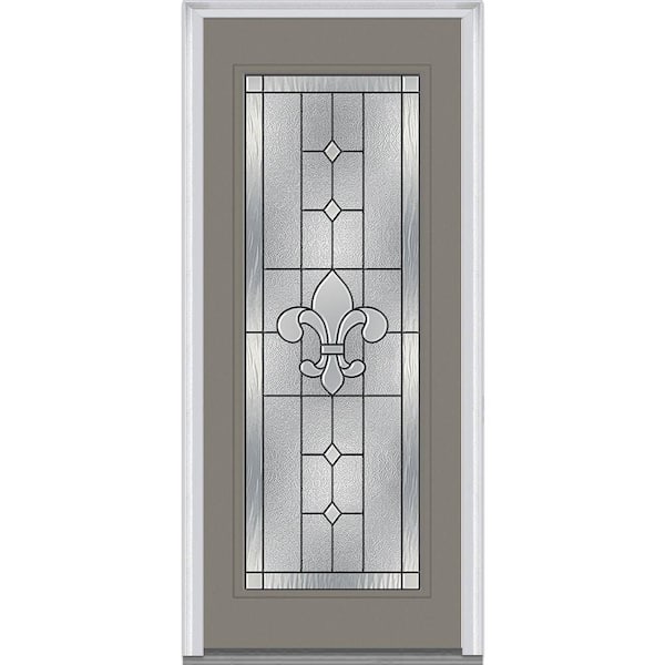 Milliken Millwork 33.5 in. x 81.75 in. Carrollton Decorative Glass Full Lite Painted Majestic Steel Exterior Door
