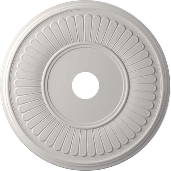 Ekena Millwork 1 in. x 22 in. O.D. x 3-1/2 in. P Berkshire Thermoformed PVC Ceiling Medallion UltraCover Satin Blossom White