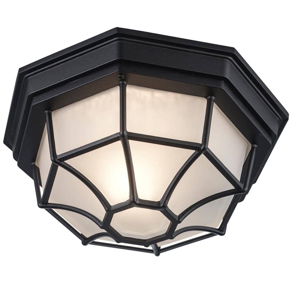 Elegant Black Glass Flush-Mount Light for Indoor/Outdoor