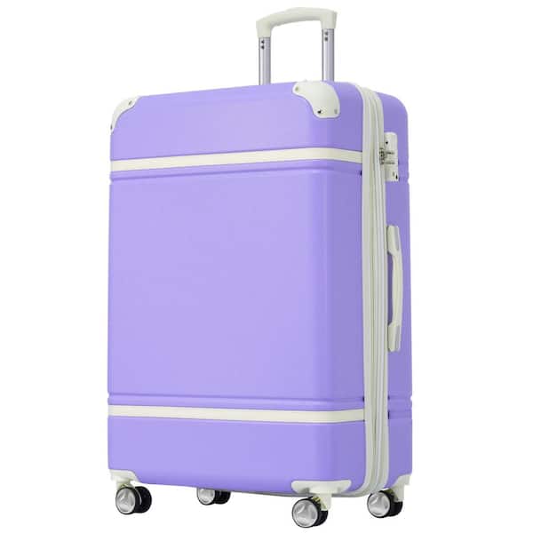 Tatahance 28 in. Purple Vintage Luggage Expandable Lightweight Suitcase with TSA Lock and Spinner Wheels