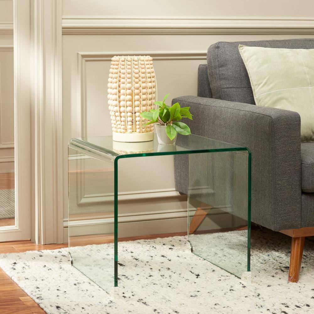 Clear Tempered Glass Minimalist Rectangular Accent Table