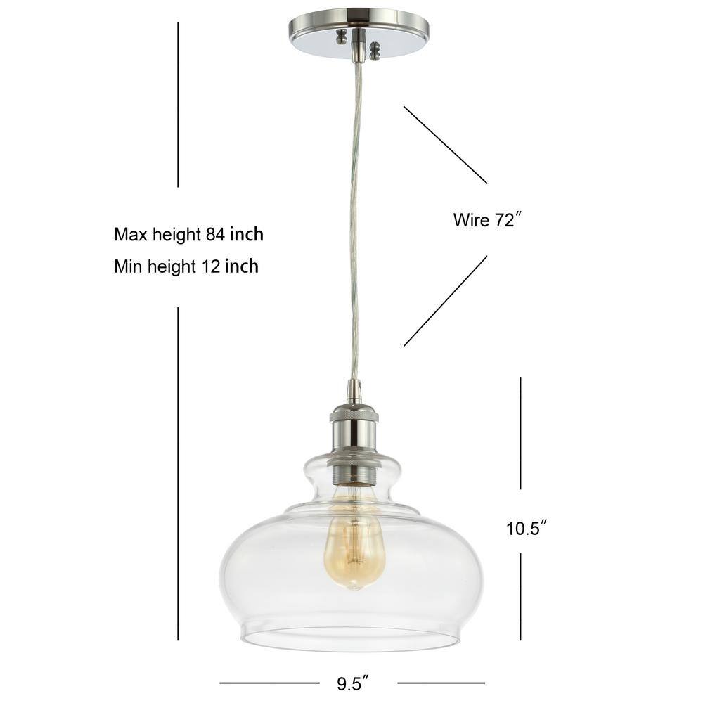 Wyatt 9.5" Chrome Polished Clear Glass LED Pendant Light