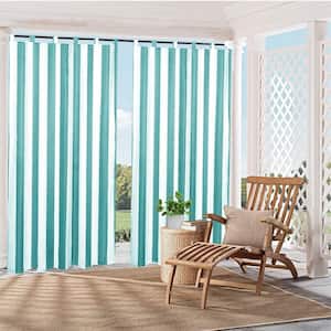 50" x 84" Patio Outdoor Waterproof Privacy Panel UV Protection for Porch Gazebo Deck Striped Tab Top Teal (1 Panel ）