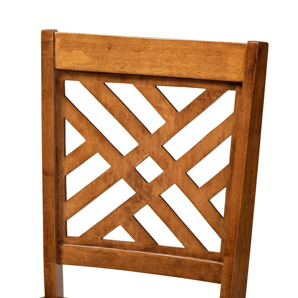 Walnut Brown Wood and Cane Arm Chair
