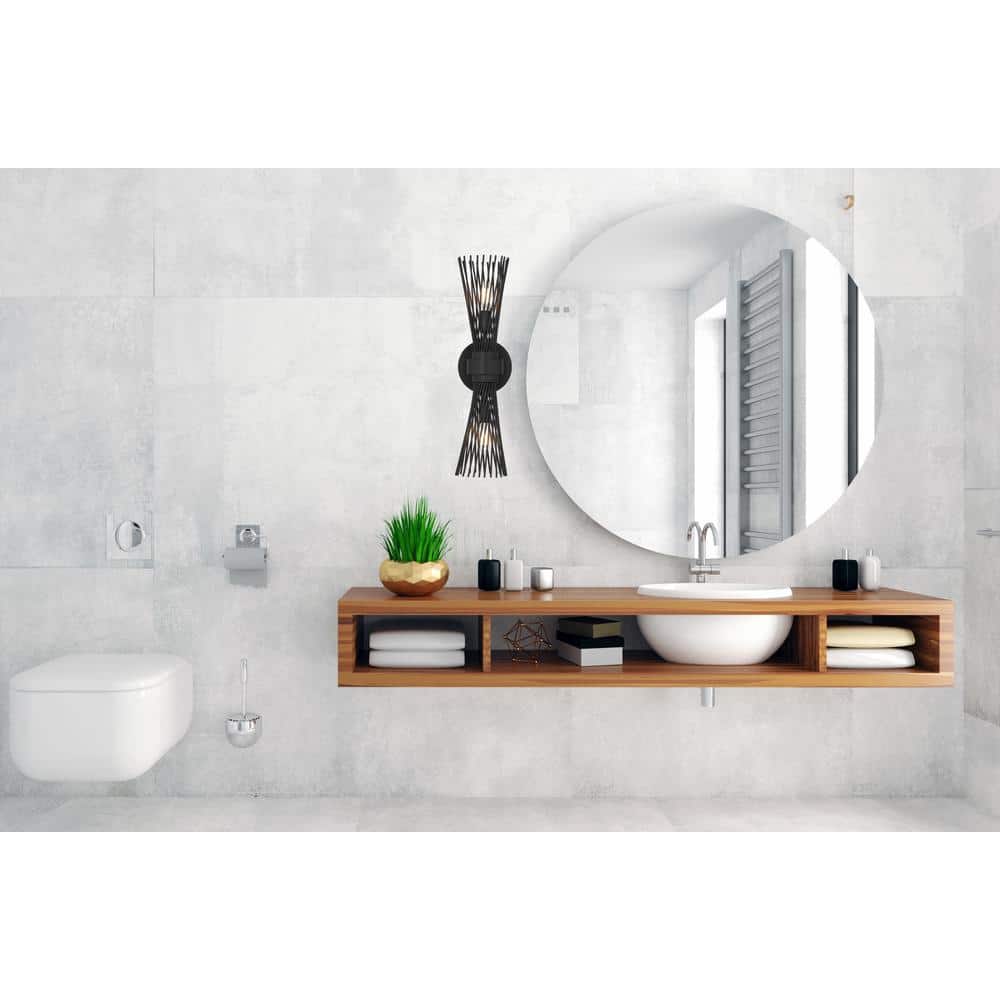 Matte Black 2-Light Dimmable Wall Sconce