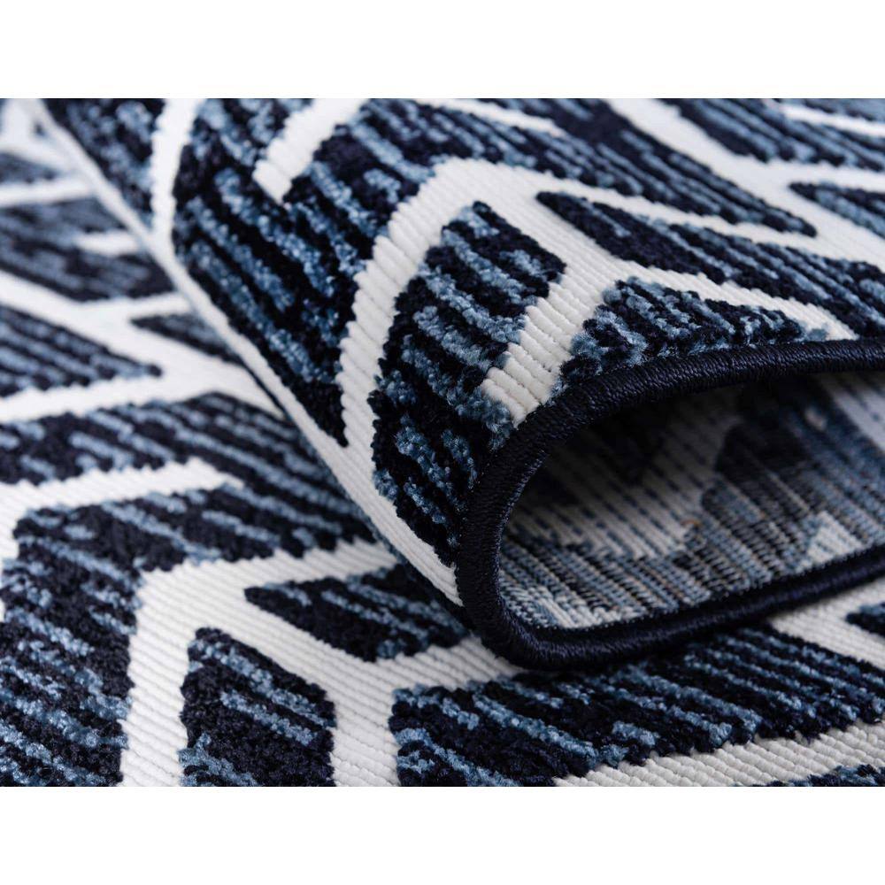 Navy Blue Rectangular Synthetic Easy-Care Outdoor Rug