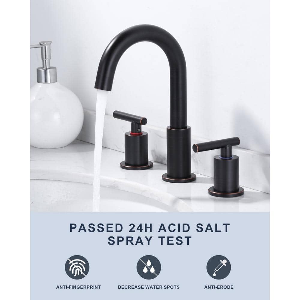 Oil Rubbed Bronze 8-Inch Widespread Bathroom Faucet with Pop-Up Drain