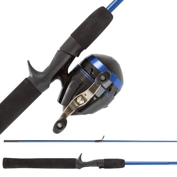 Dark Blue 5 ft. 6 in. 2-Piece Portable Fiberglass Fishing Rod, Reel Combo, Spincast  Reel for Beginners, Kids and Adults 340921XFF - The Home Depot
