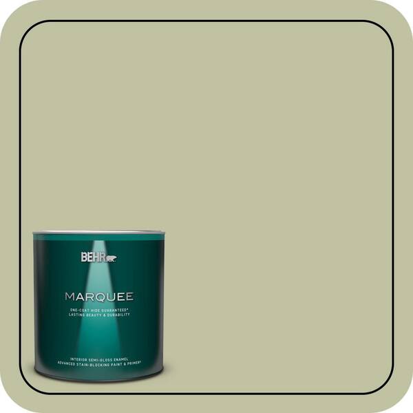 BEHR MARQUEE 1 qt. #S370-3 Sage Brush One-Coat Hide Semi-Gloss Enamel Interior Paint & Primer
